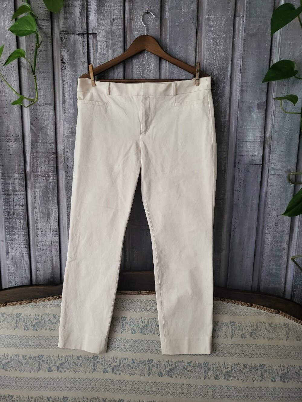 Banana Republic Sloan Cream Beige Ankle Slim Pants High Rise Stretch Trouser 10